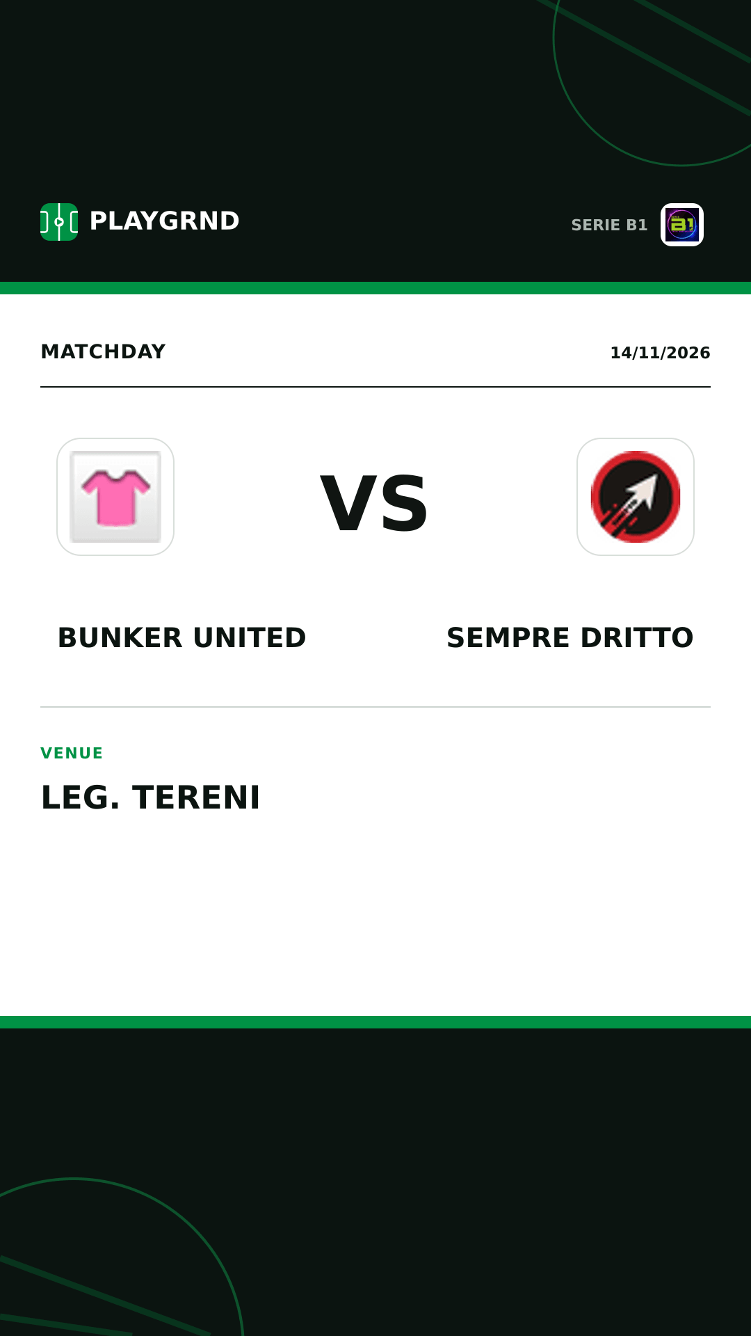 Instagram artwork: Bunker United vs Sempre Dritto