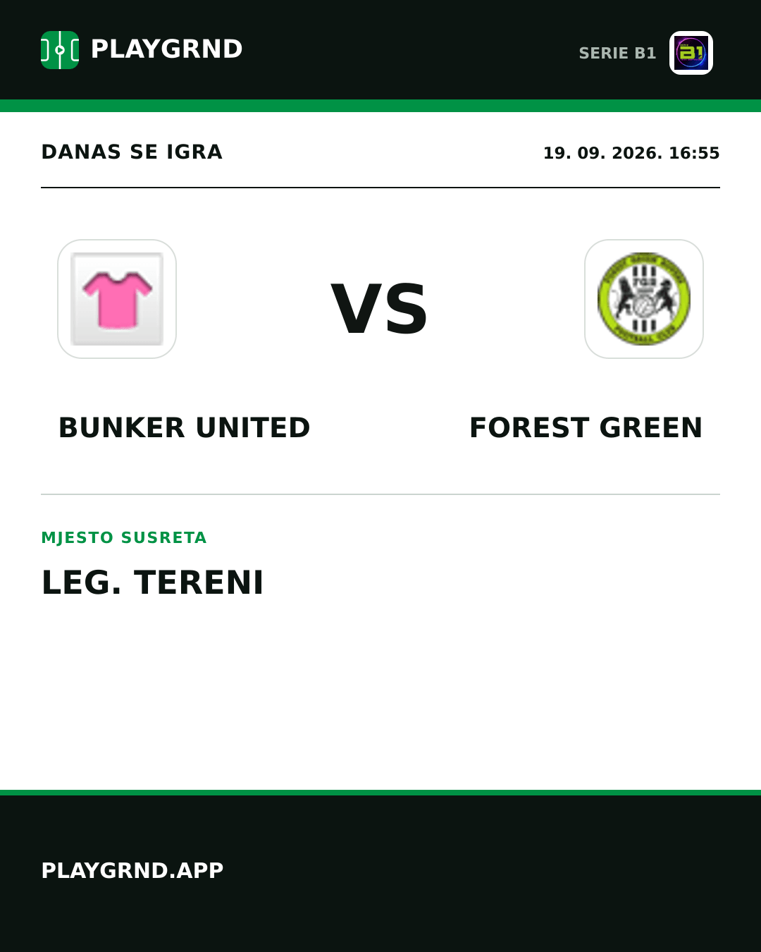 Instagram slika: Bunker United vs Forest Green