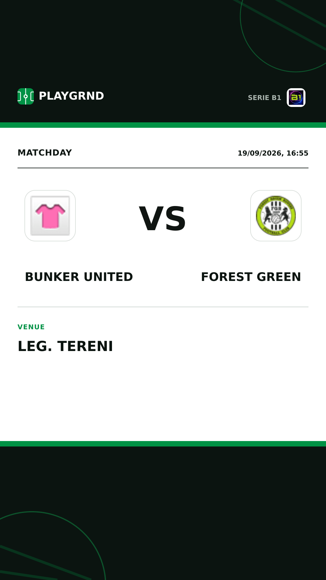 Instagram artwork: Bunker United vs Forest Green