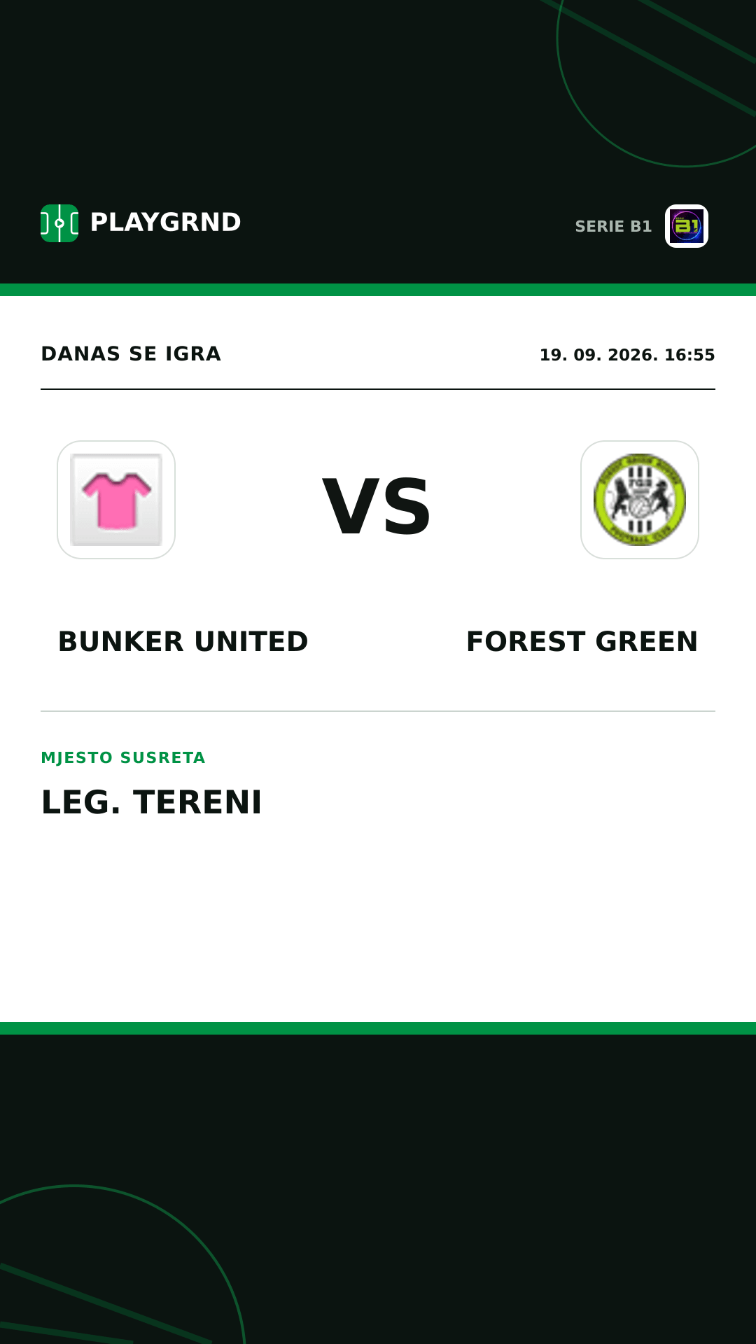 Instagram slika: Bunker United vs Forest Green