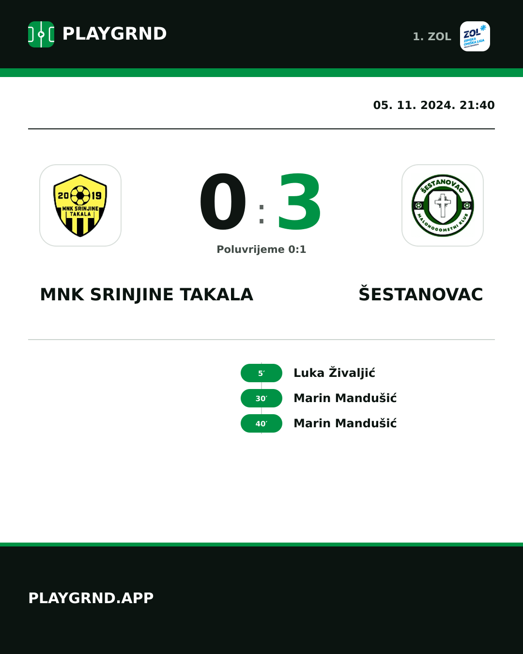 Instagram slika: MNK Srinjine Takala 0:3 Šestanovac