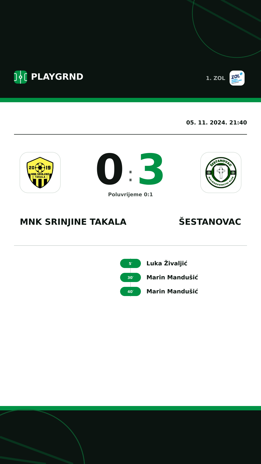 Instagram slika: MNK Srinjine Takala 0:3 Šestanovac