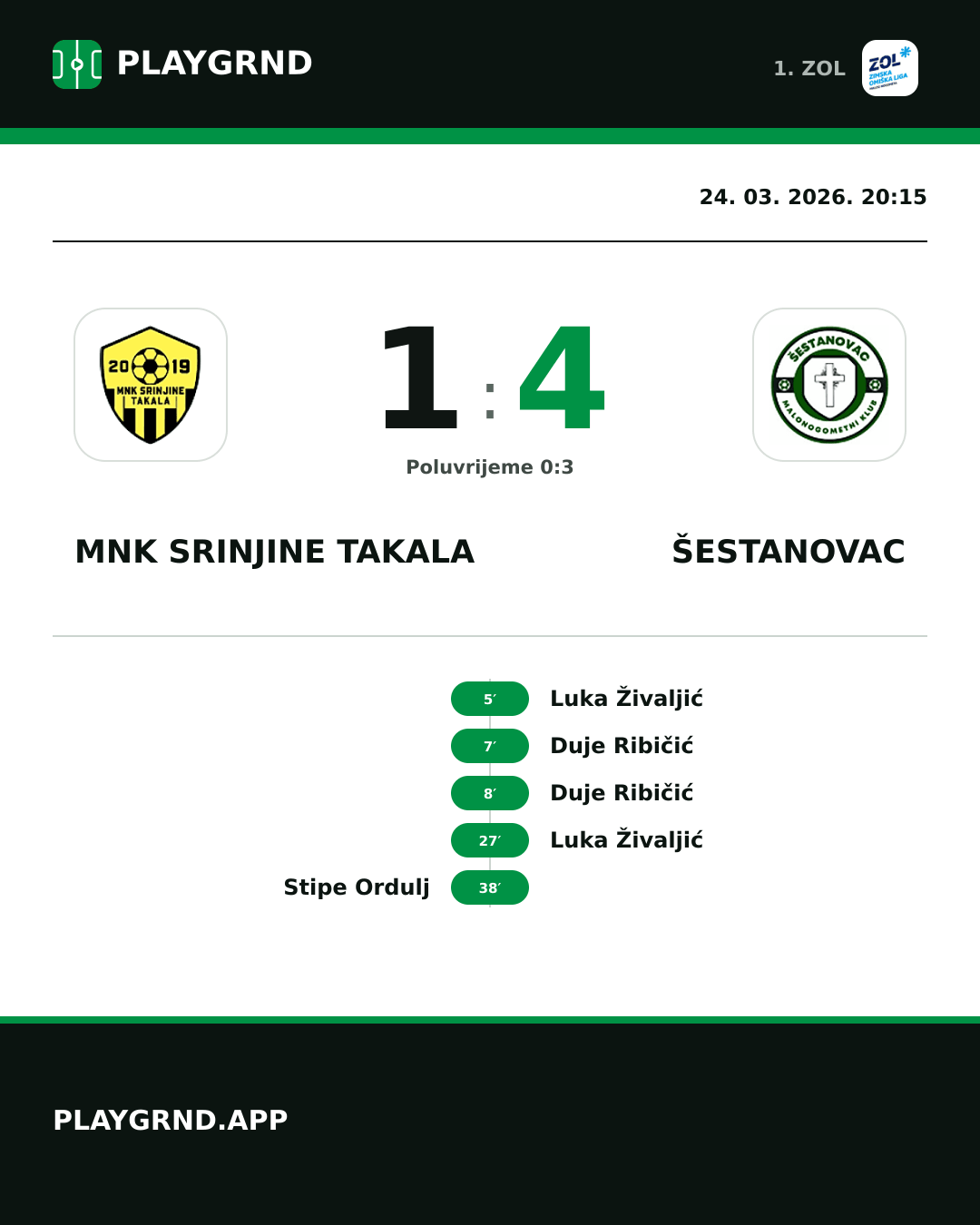 Instagram slika: MNK Srinjine Takala 1:4 Šestanovac