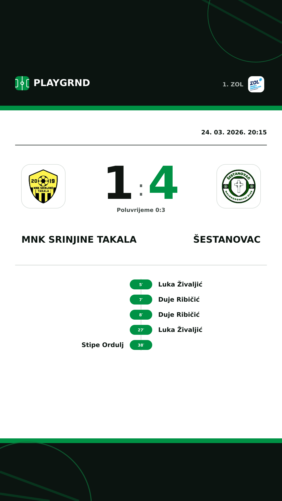 Instagram slika: MNK Srinjine Takala 1:4 Šestanovac
