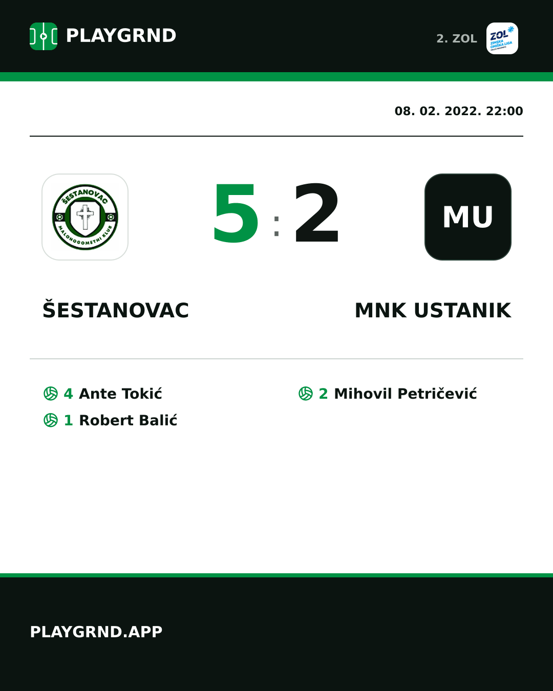 Instagram slika: Šestanovac 5:2 MNK Ustanik