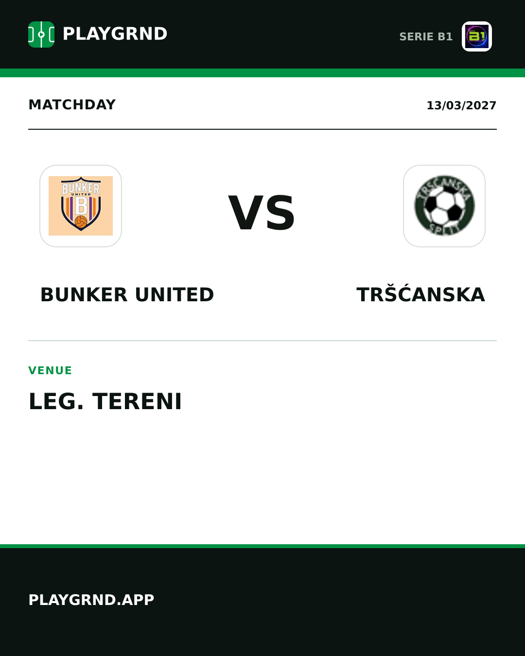 Instagram artwork: Bunker United vs Tršćanska