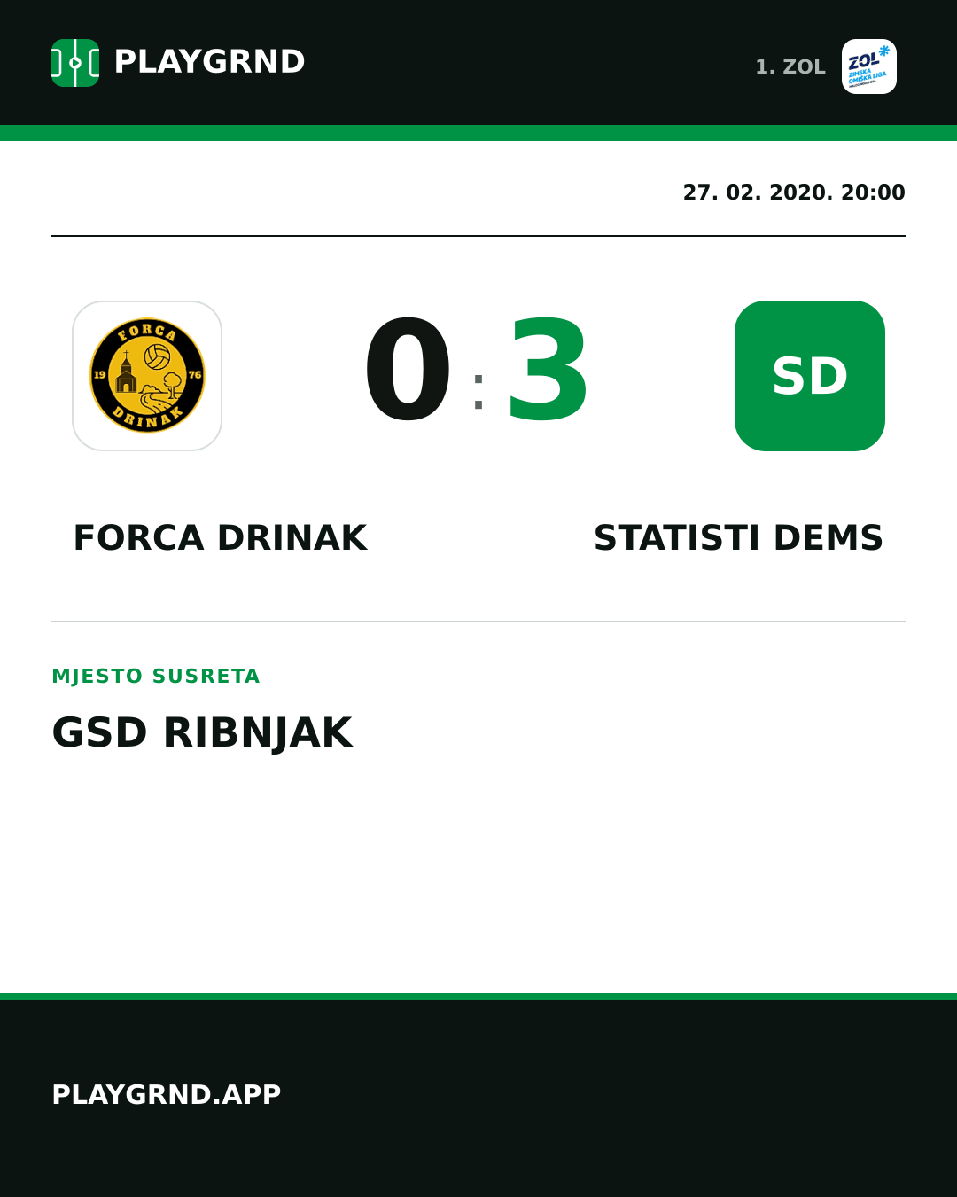 Instagram slika: Forca Drinak 0:3 STatisti DEMS