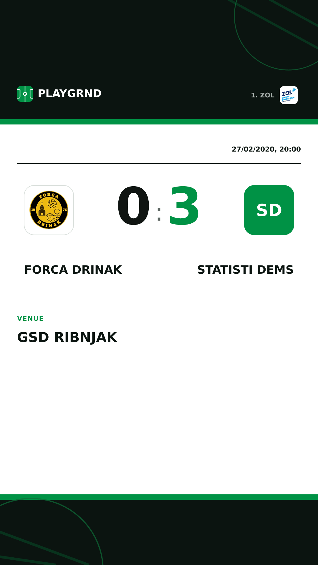 Instagram artwork: Forca Drinak 0:3 STatisti DEMS