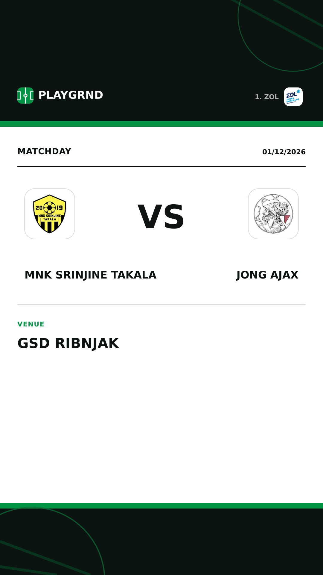 Instagram artwork: MNK Srinjine Takala vs Jong Ajax
