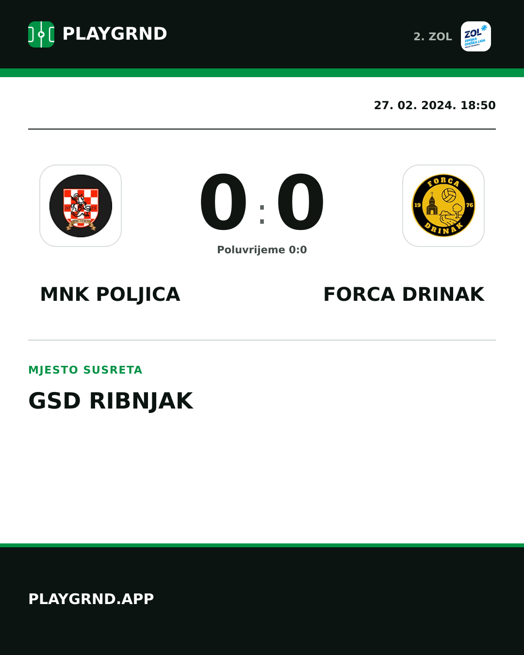 Instagram slika: MNK Poljica 0:0 Forca Drinak