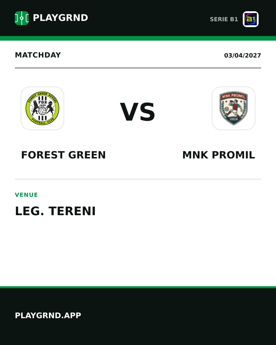 Instagram artwork: Forest Green vs Mnk Promil