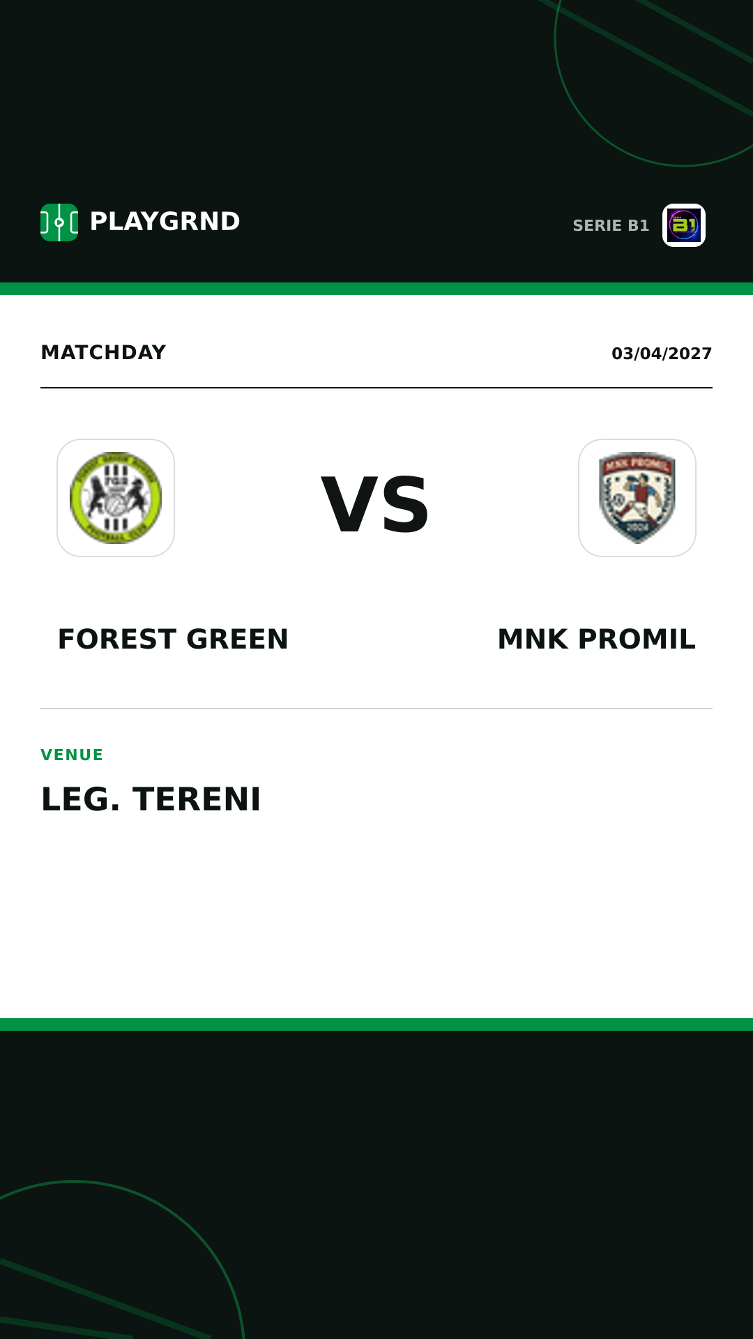 Instagram artwork: Forest Green vs Mnk Promil
