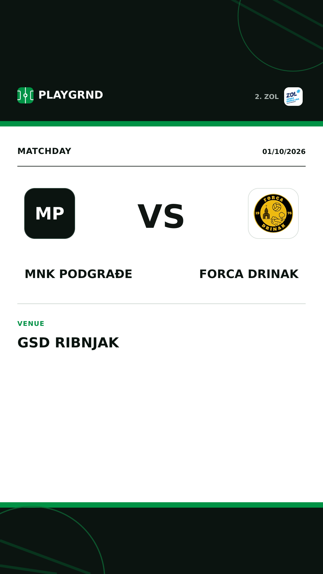 Instagram artwork: MNK Podgrađe vs Forca Drinak