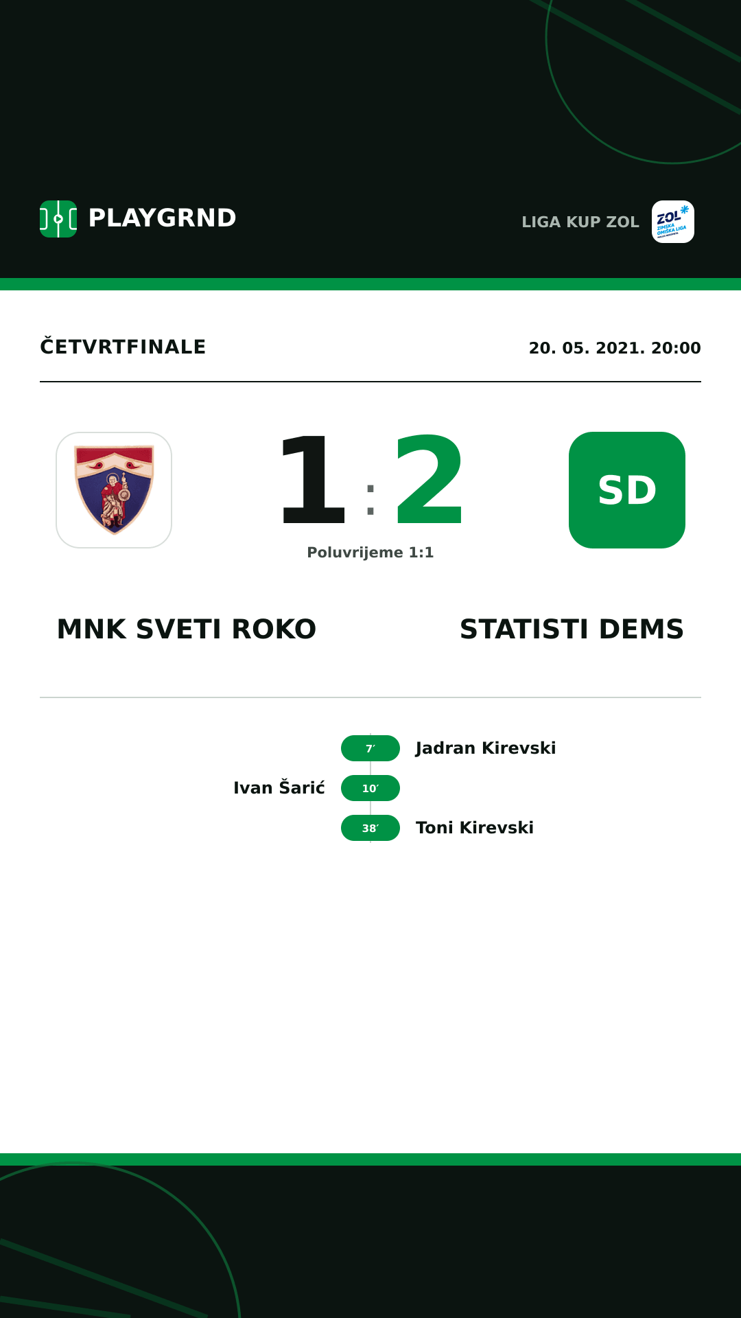 Instagram slika: MNK Sveti Roko 1:2 STatisti DEMS