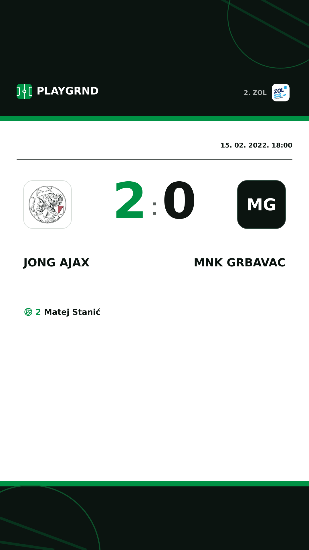 Instagram slika: Jong Ajax 2:0 MNK Grbavac