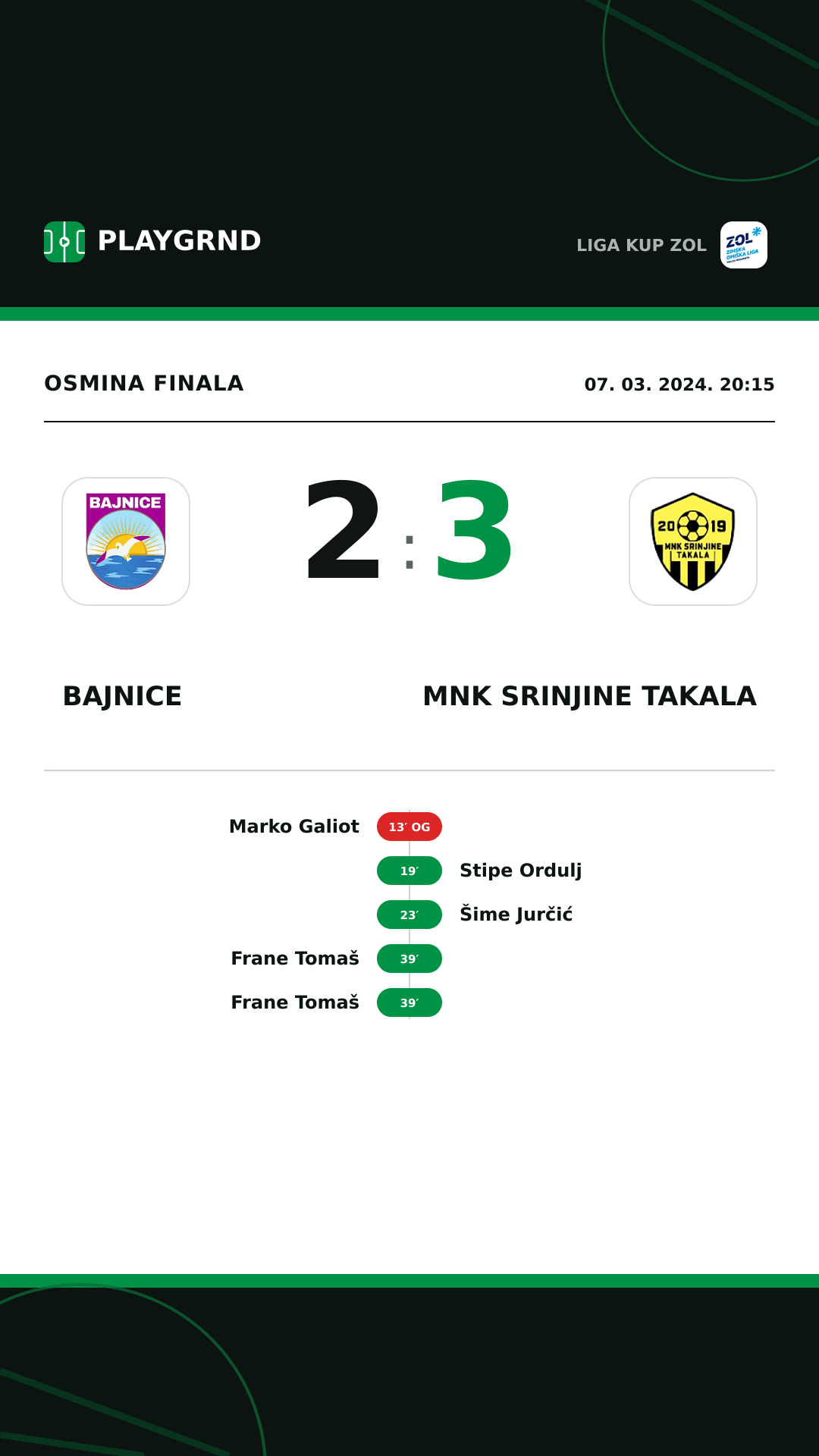 Instagram slika: Bajnice 2:3 MNK Srinjine Takala