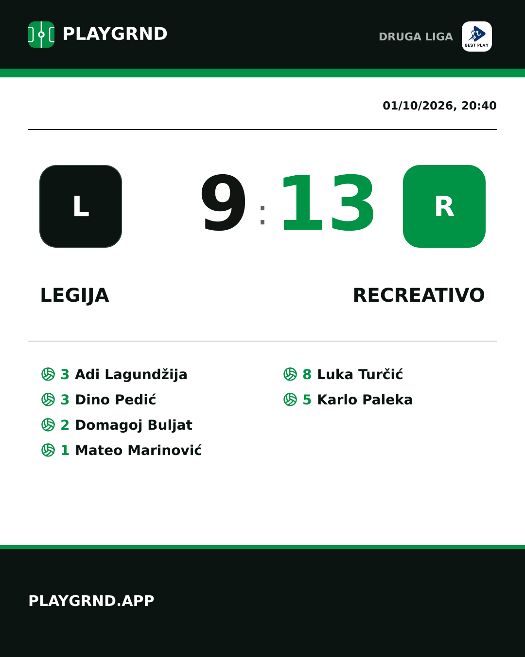 Instagram artwork: Legija 9:13 Recreativo