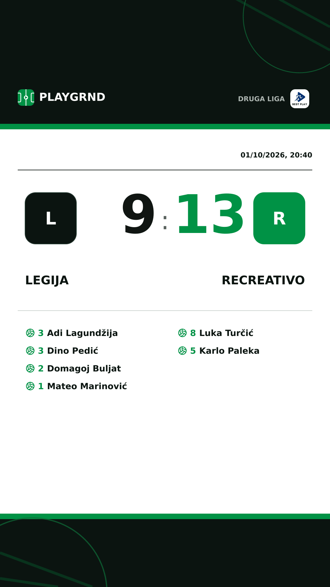 Instagram artwork: Legija 9:13 Recreativo