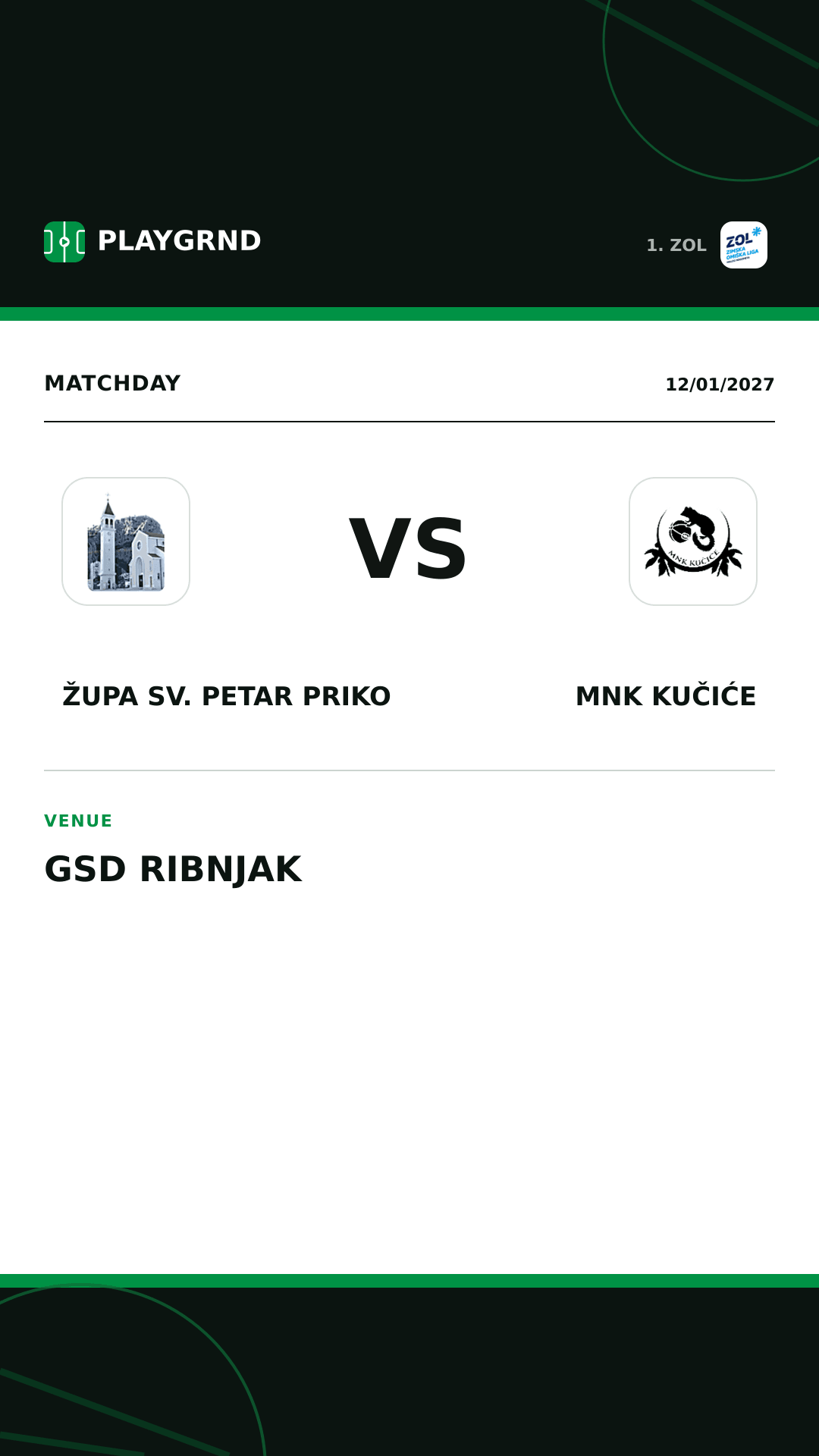Instagram artwork: Župa Sv. Petar Priko vs MNK Kučiće