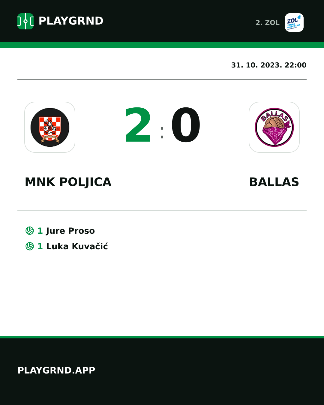 Instagram slika: MNK Poljica 2:0 Ballas
