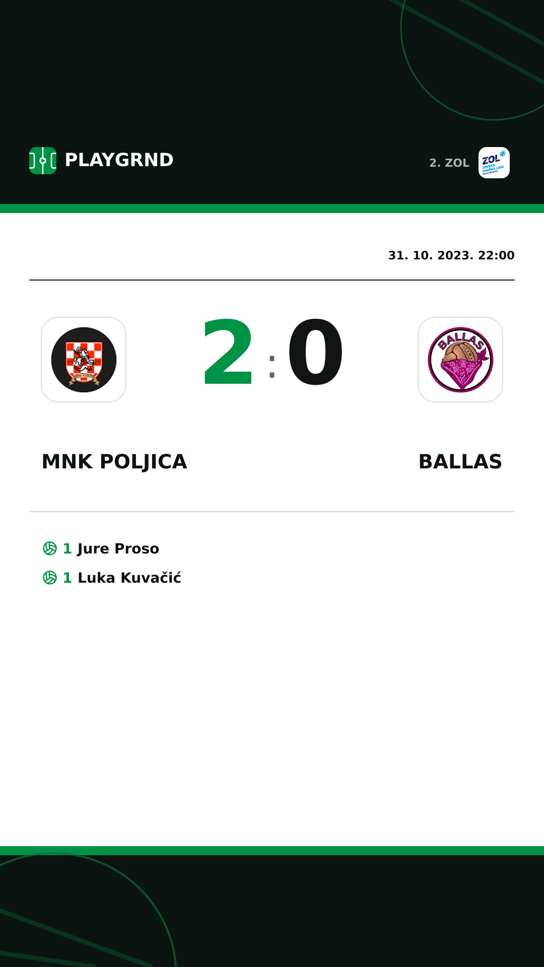 Instagram slika: MNK Poljica 2:0 Ballas