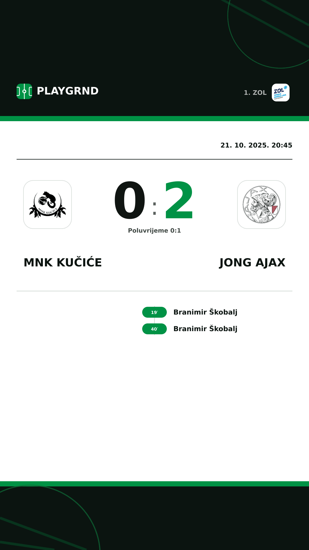 Instagram slika: MNK Kučiće 0:2 Jong Ajax