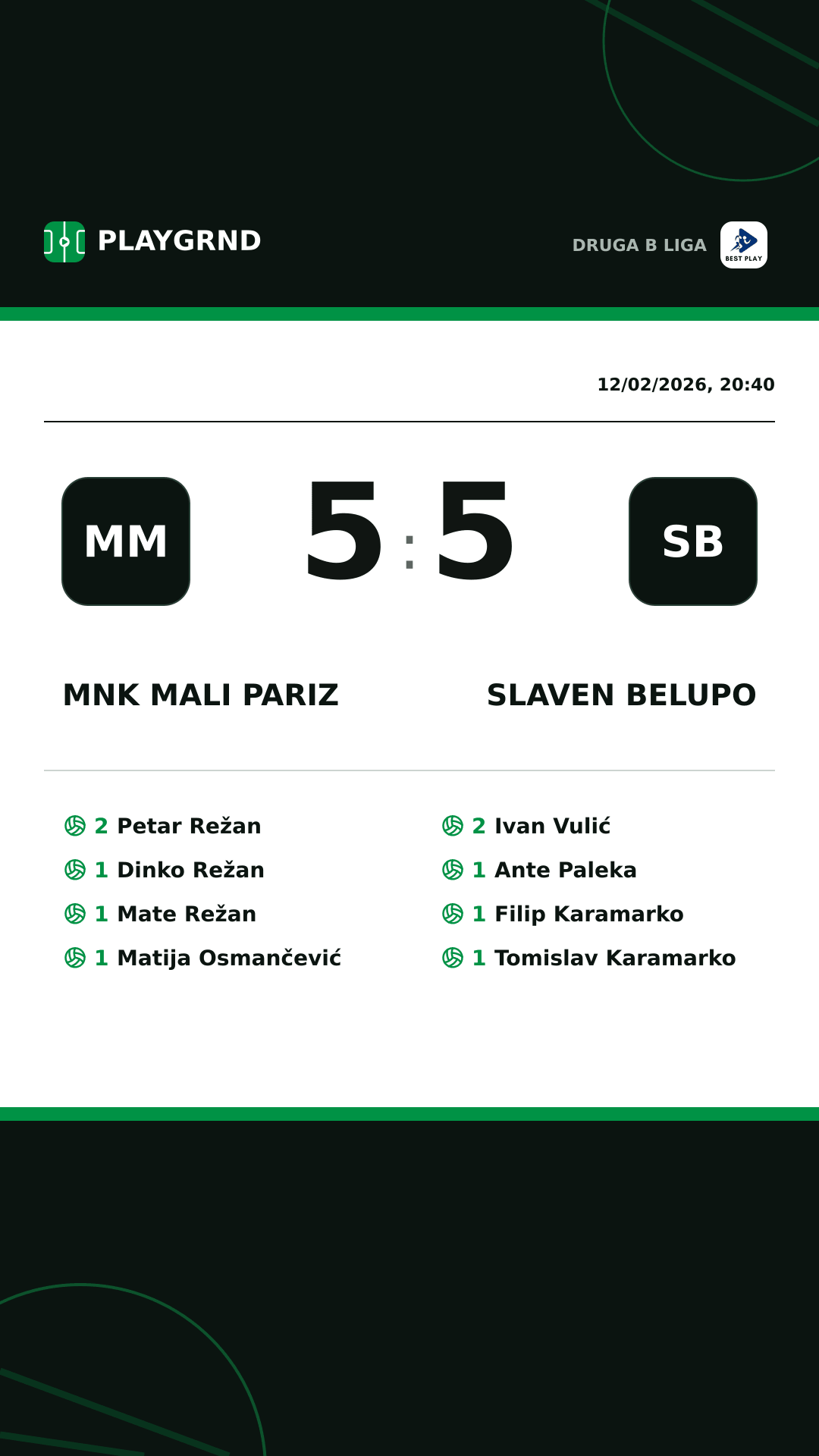 Instagram artwork: MNK Mali Pariz 5:5 Slaven Belupo