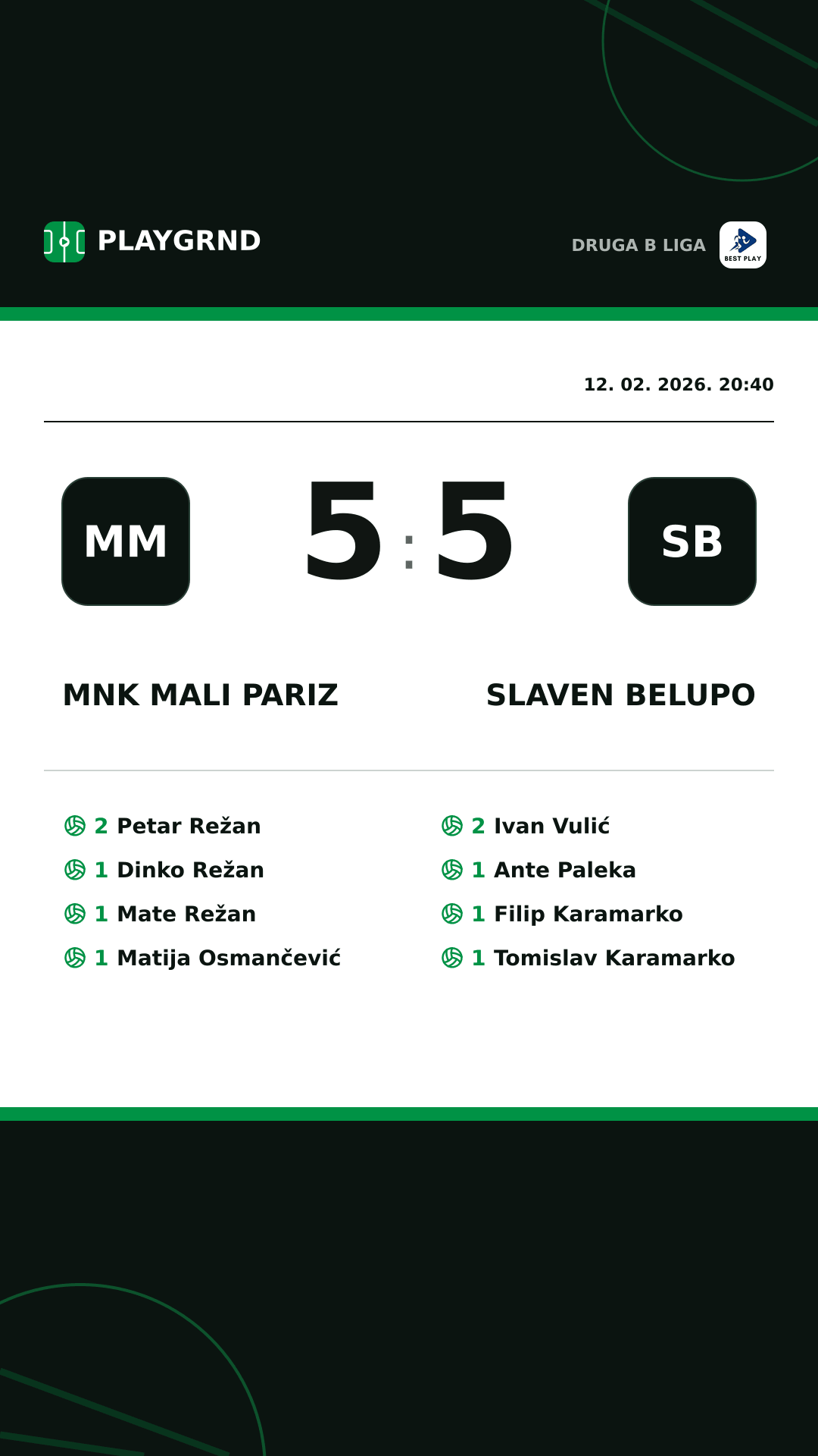 Instagram slika: MNK Mali Pariz 5:5 Slaven Belupo