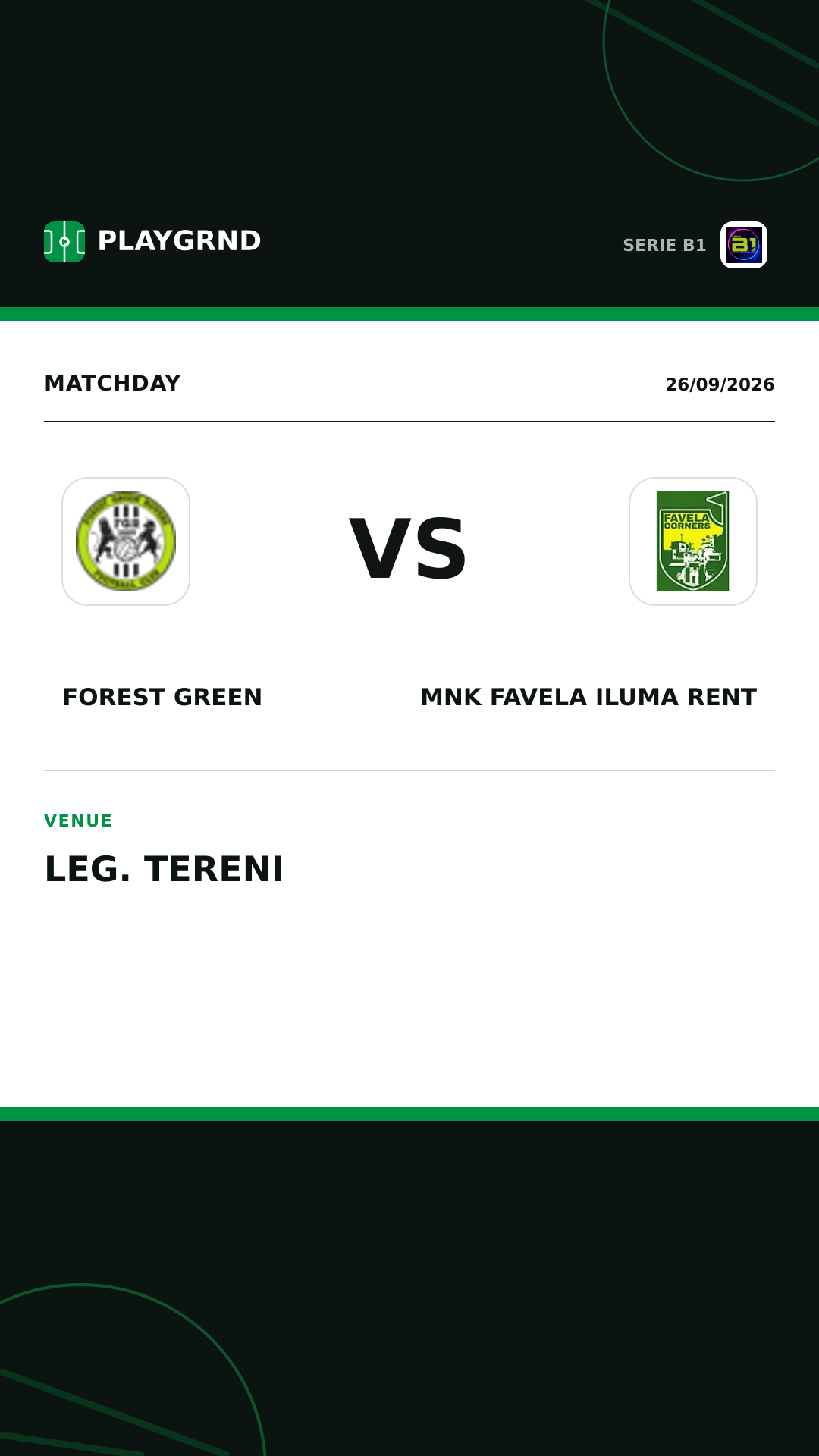 Instagram artwork: Forest Green vs MNK Favela Iluma Rent