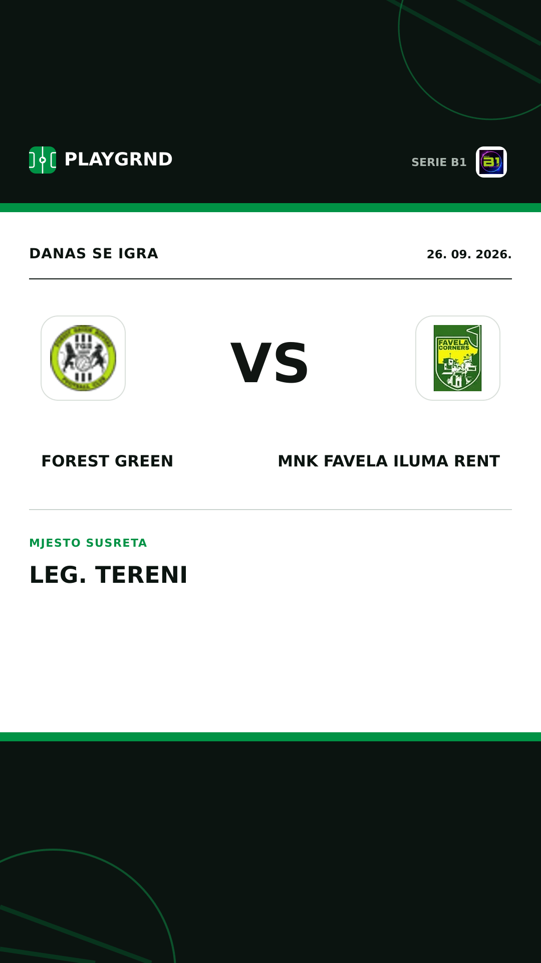 Instagram slika: Forest Green vs MNK Favela Iluma Rent