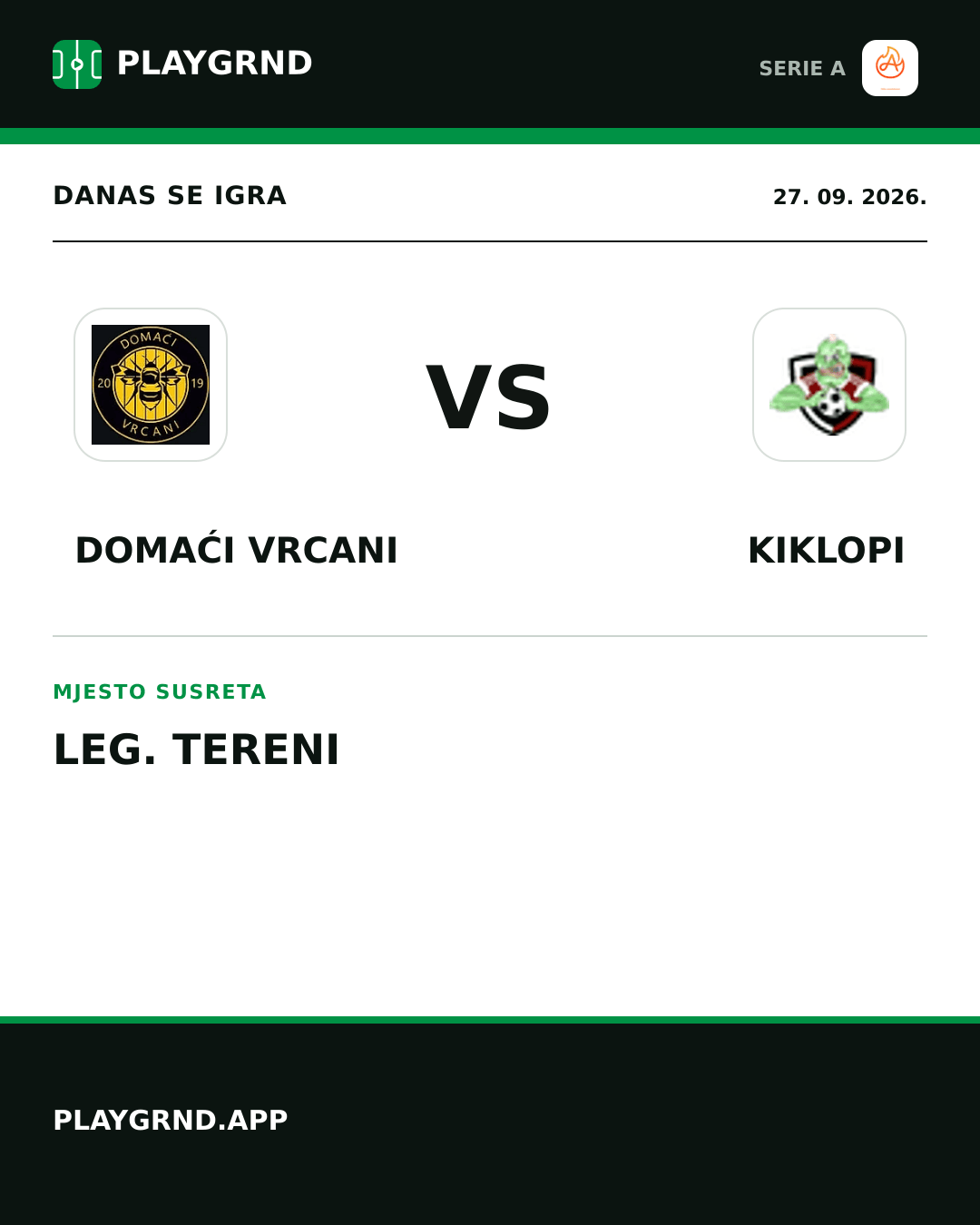 Instagram slika: Domaći Vrcani vs Kiklopi