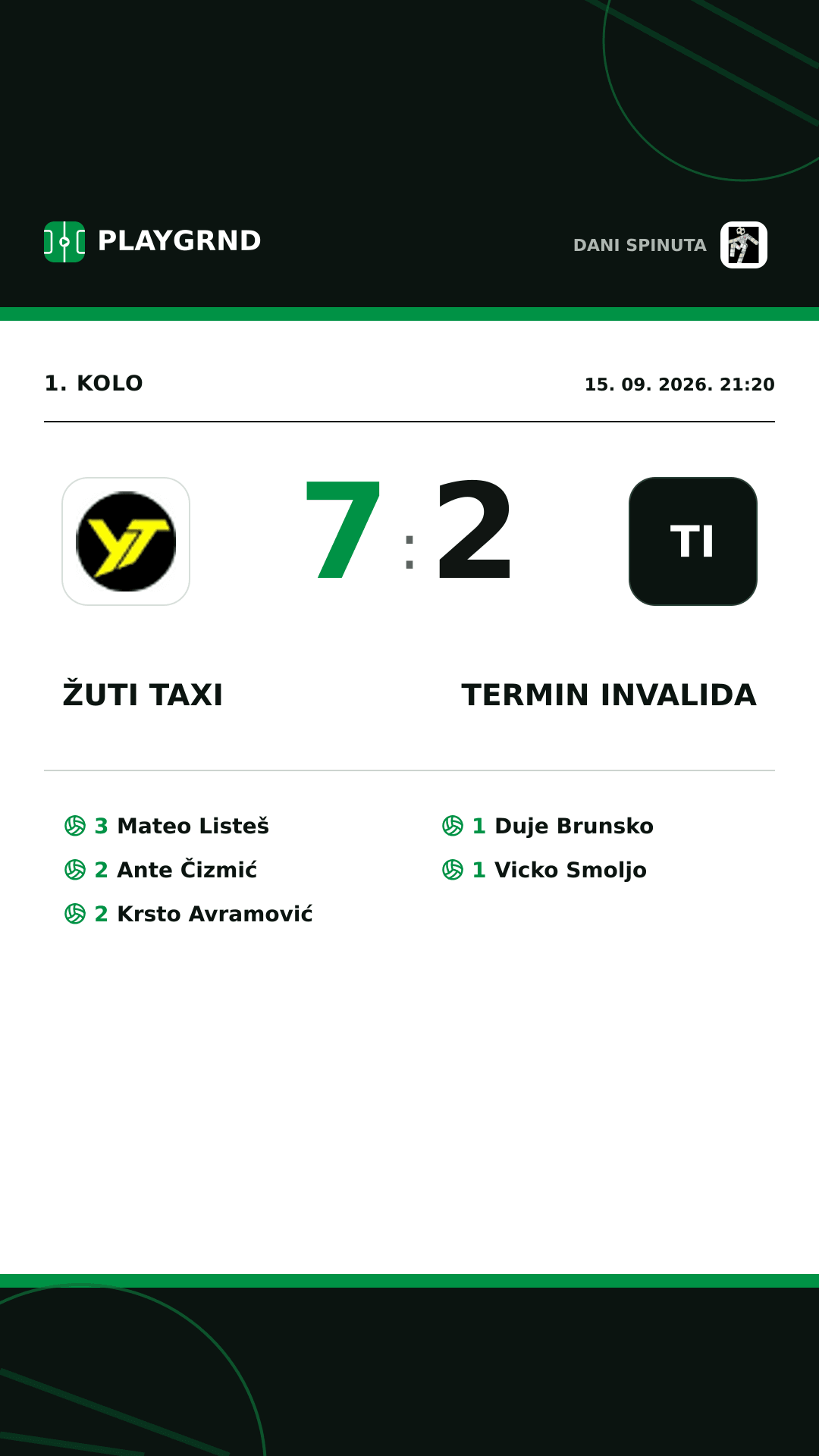 Instagram slika: Žuti Taxi 7:2 Termin invalida