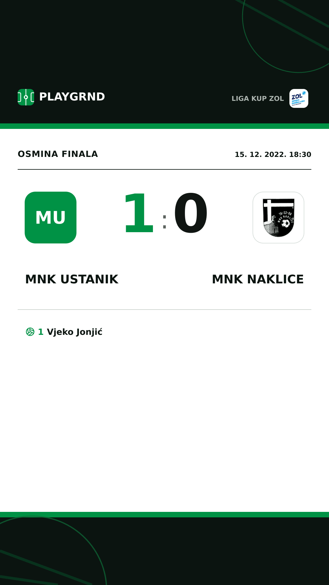 Instagram slika: MNK Ustanik 1:0 MNK Naklice