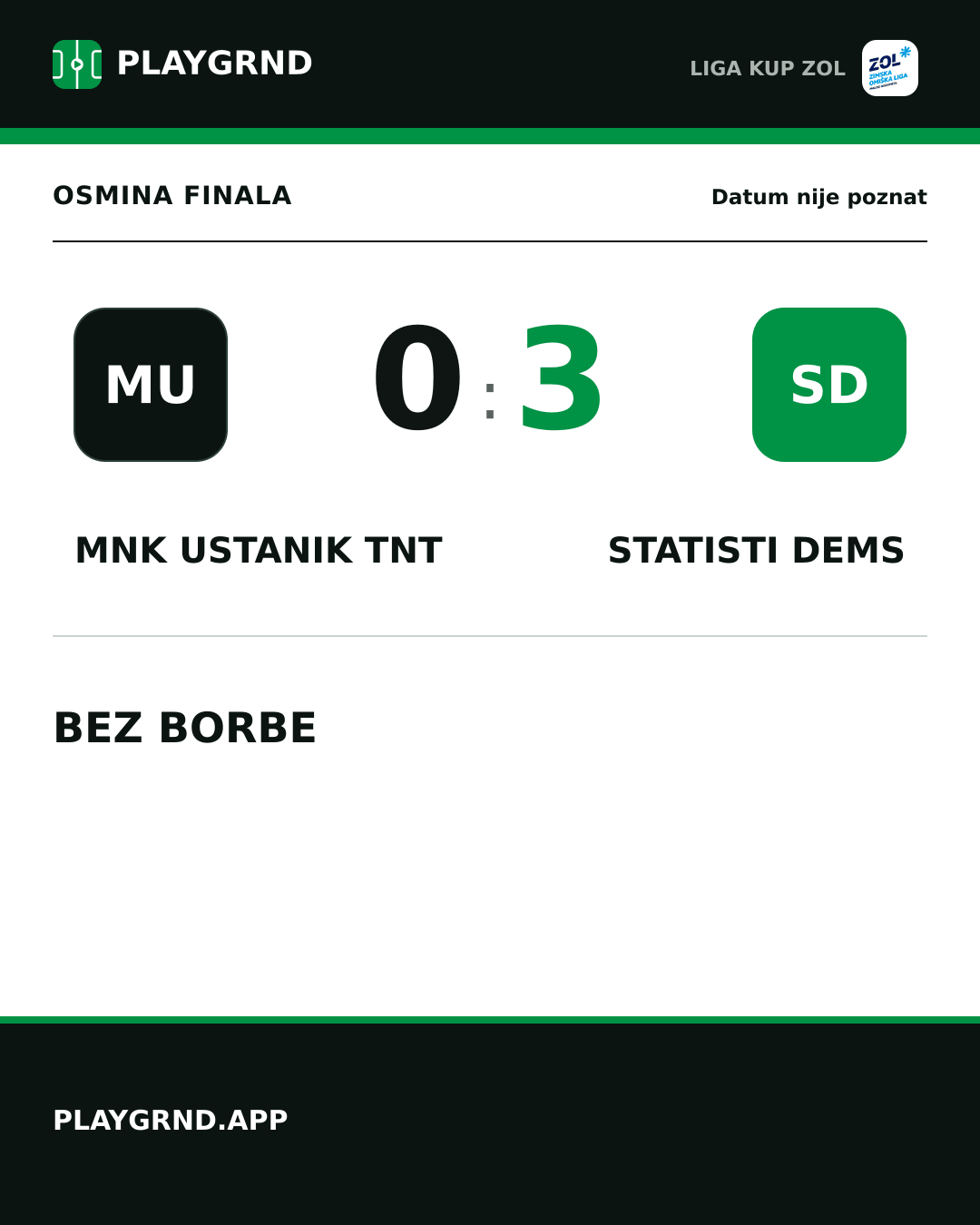 Instagram slika: MNK Ustanik TNT 0:3 STatisti DEMS