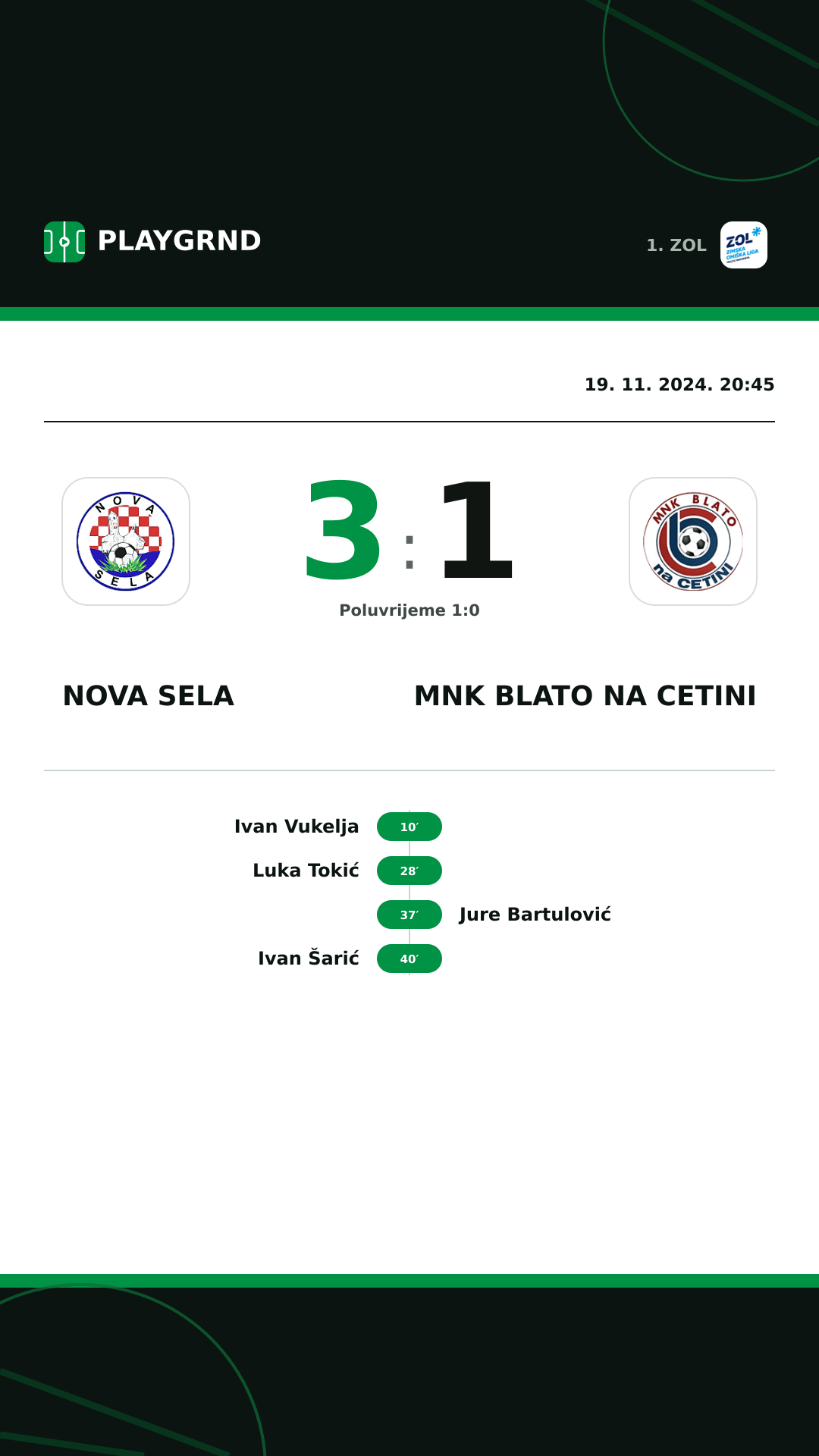 Instagram slika: Nova Sela 3:1 MNK Blato na Cetini