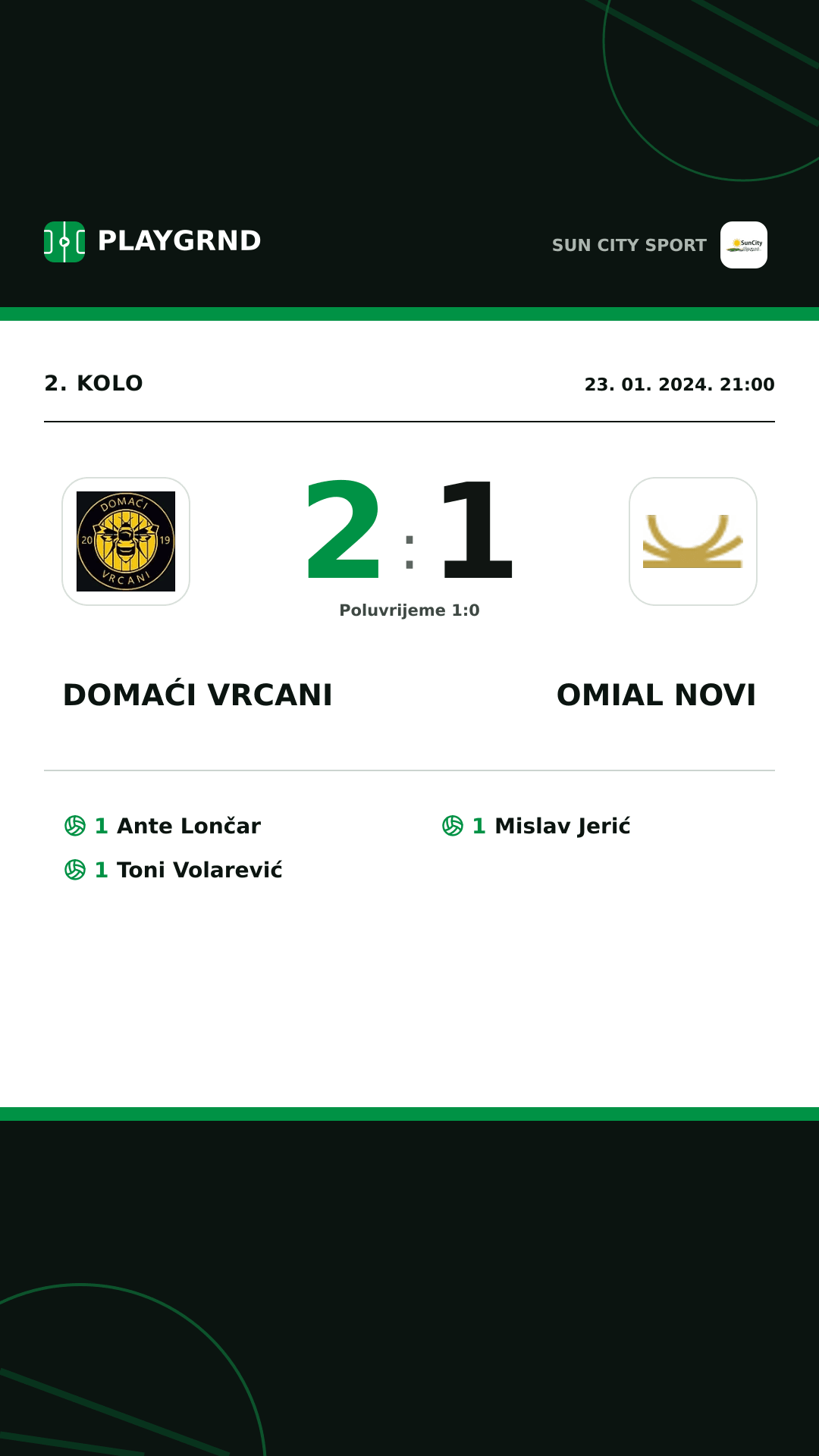 Instagram slika: Domaći Vrcani 2:1 Omial Novi