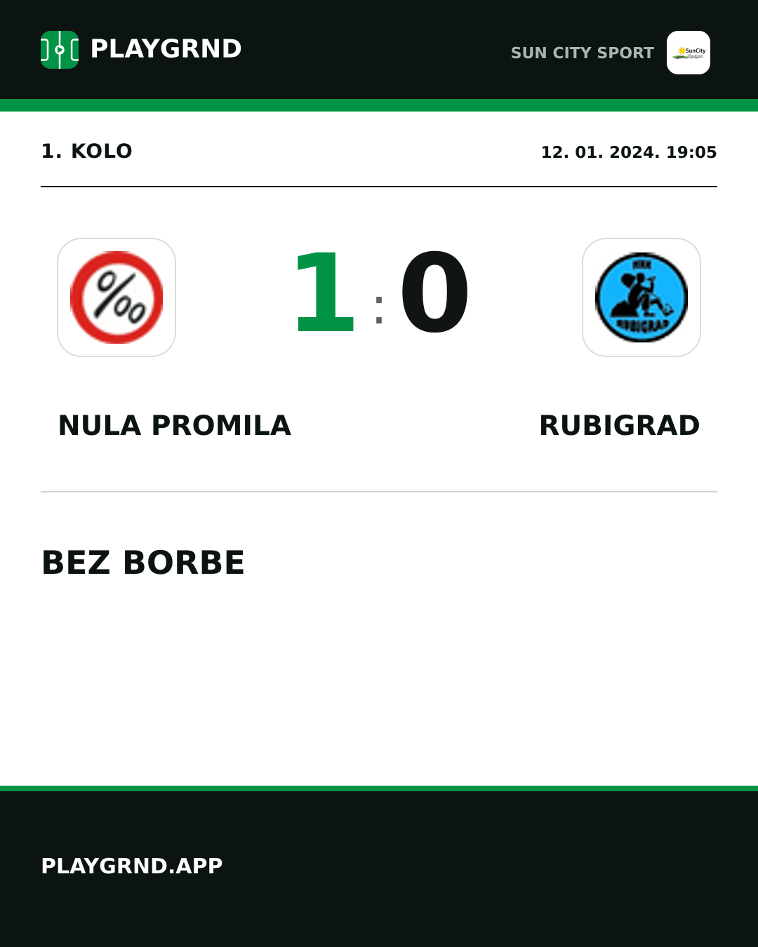 Instagram slika: Nula Promila 1:0 Rubigrad