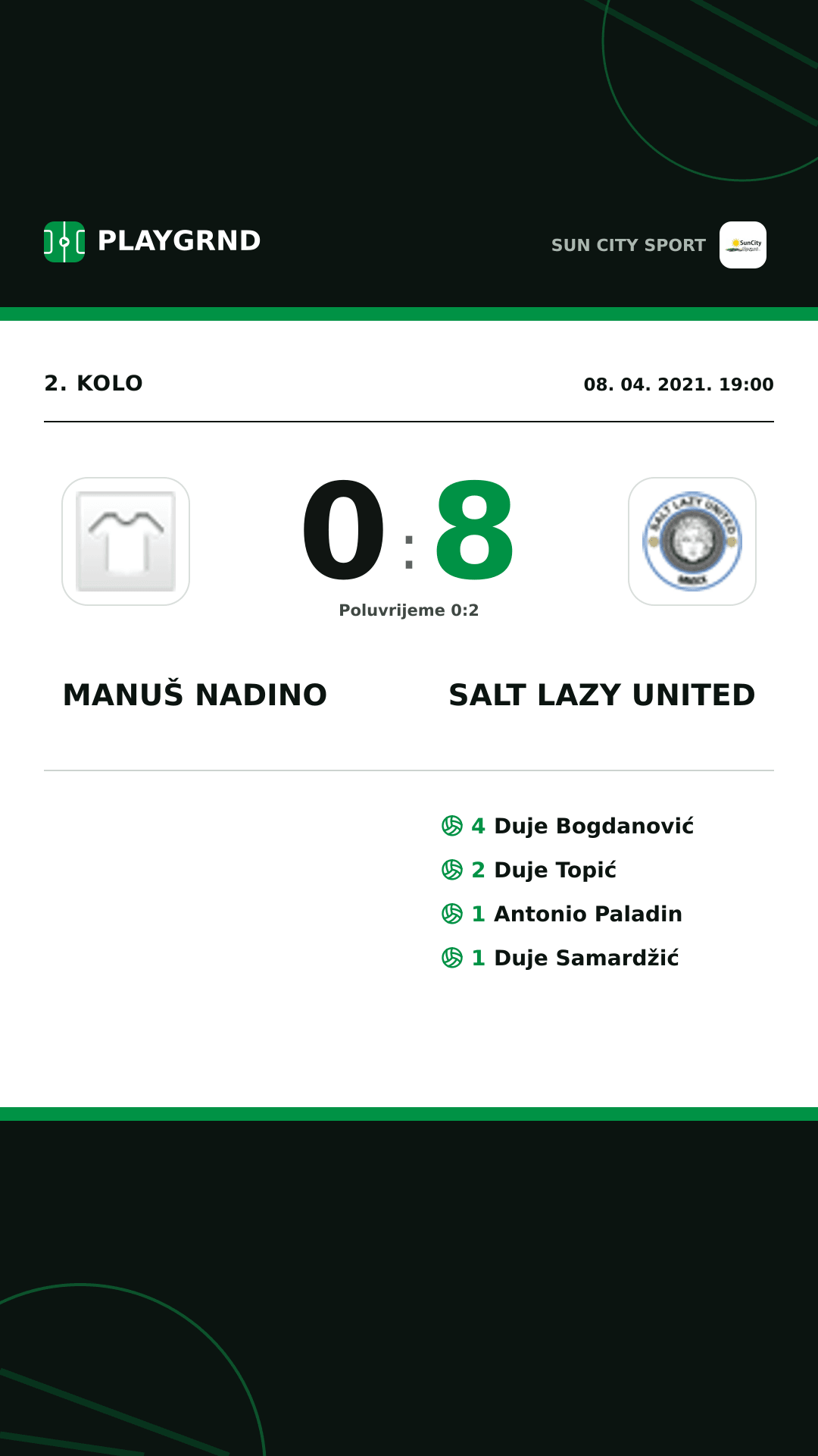 Instagram slika: Manuš Nadino 0:8 Salt Lazy United