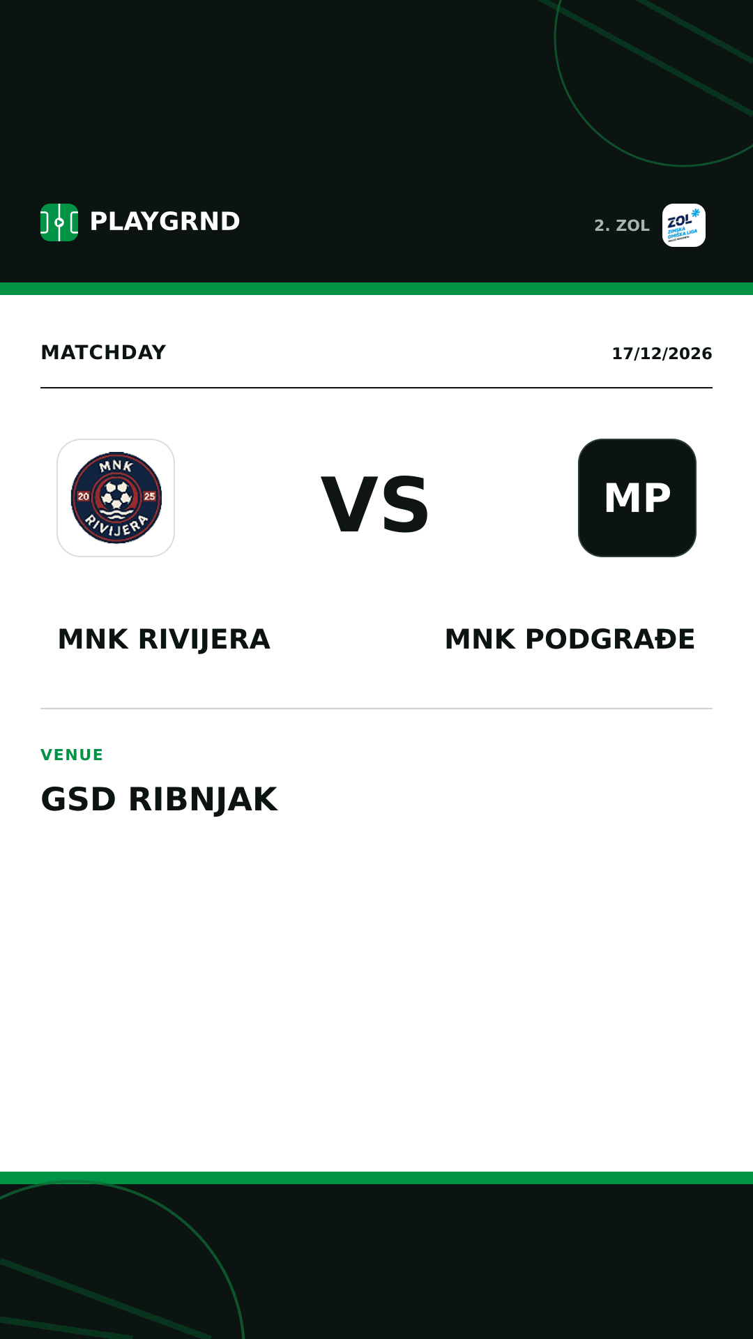 Instagram artwork: MNK Rivijera vs MNK Podgrađe