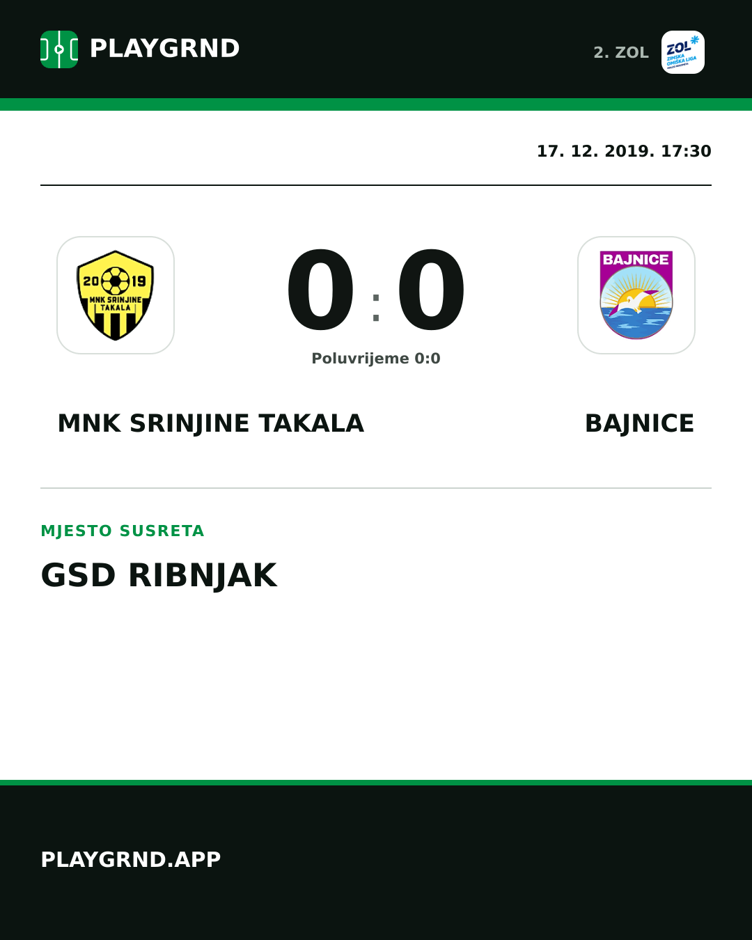 Instagram slika: MNK Srinjine Takala 0:0 Bajnice