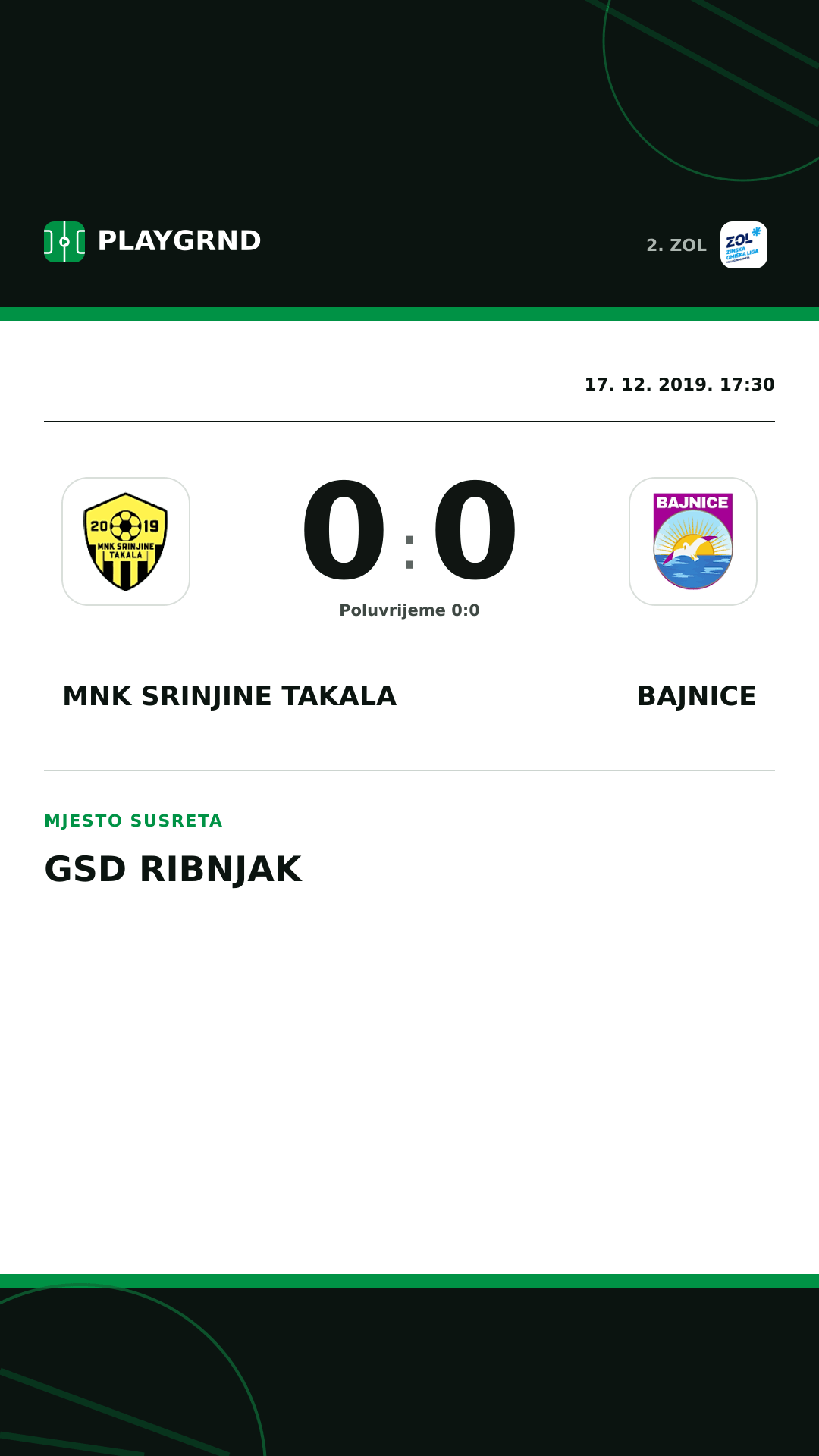 Instagram slika: MNK Srinjine Takala 0:0 Bajnice