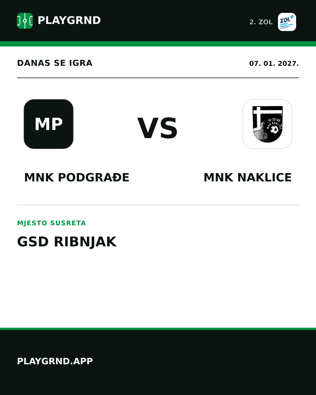 Instagram slika: MNK Podgrađe vs MNK Naklice