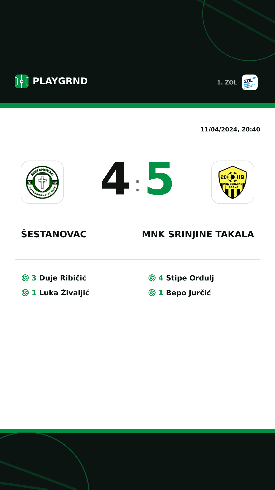 Instagram artwork: Šestanovac 4:5 MNK Srinjine Takala