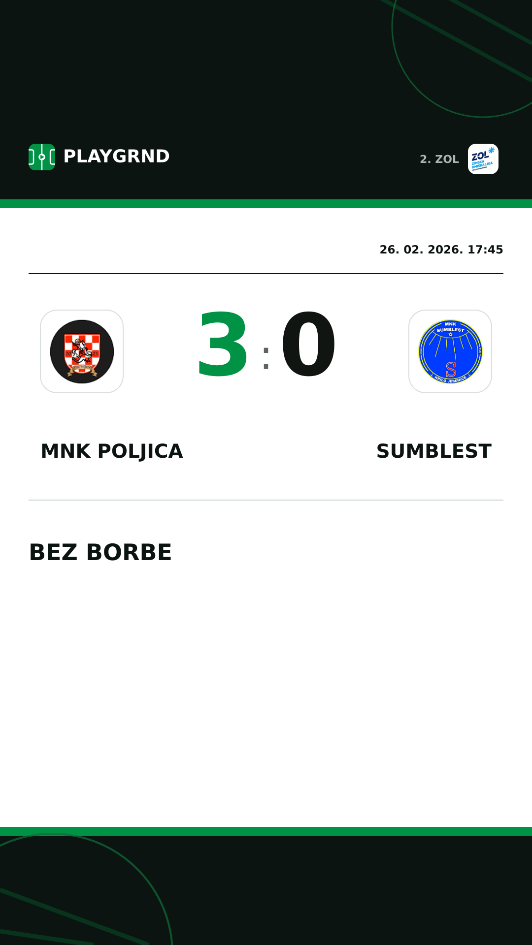 Instagram slika: MNK Poljica 3:0 Sumblest