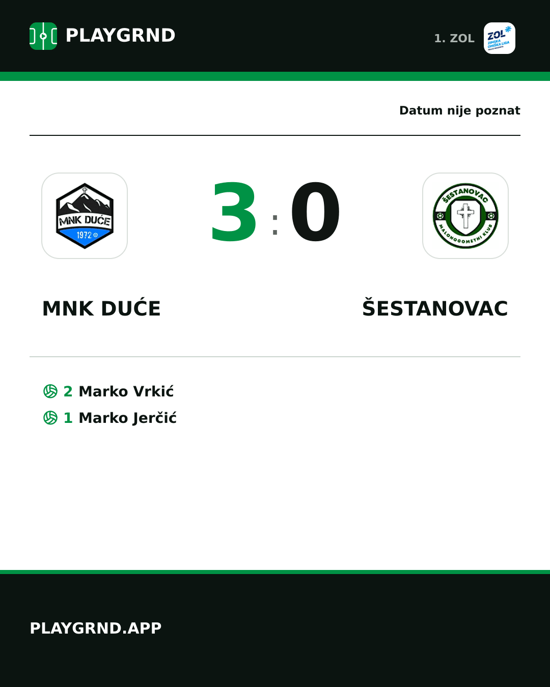 Instagram slika: MNK Duće 3:0 Šestanovac
