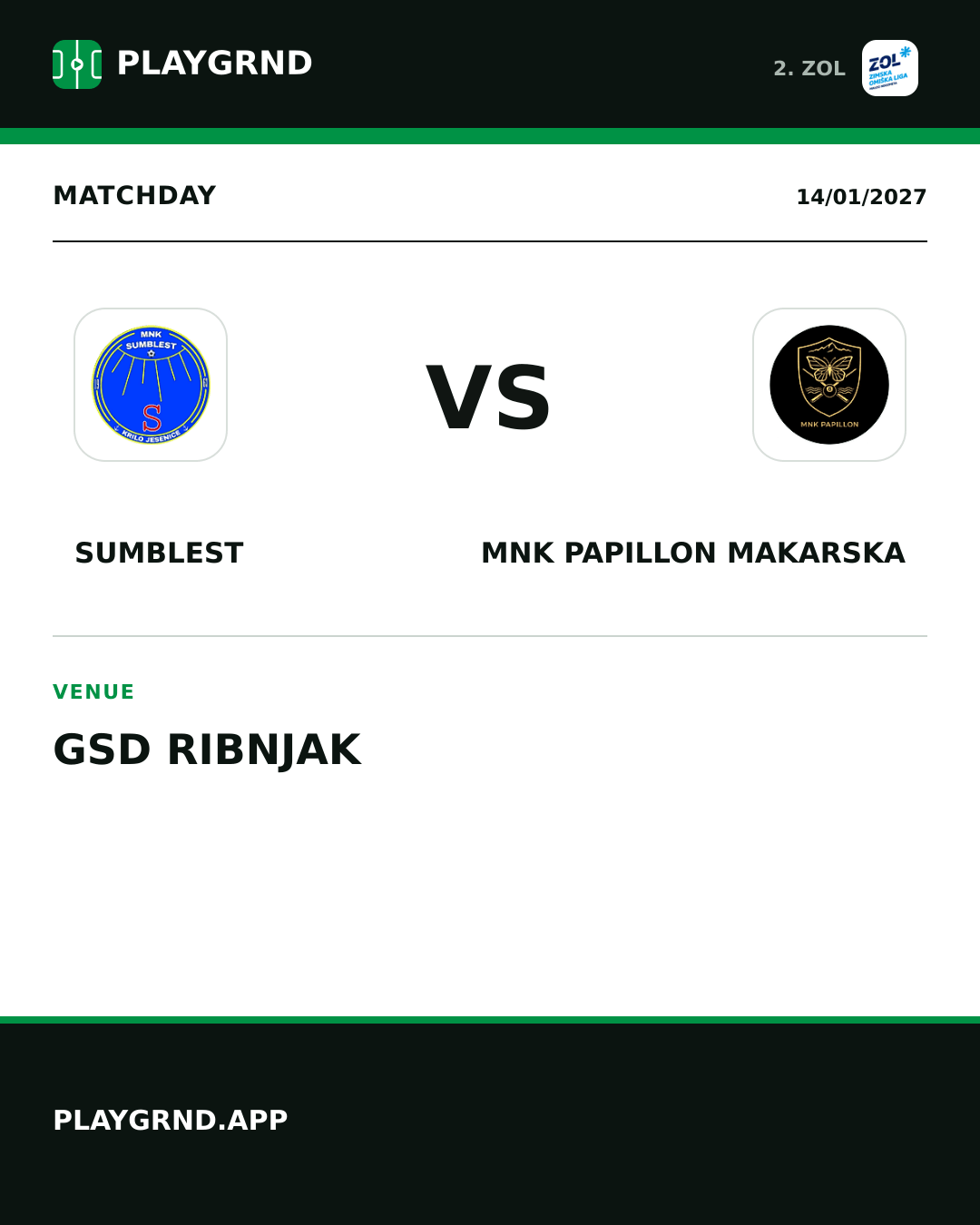 Instagram artwork: Sumblest vs MNK Papillon Makarska