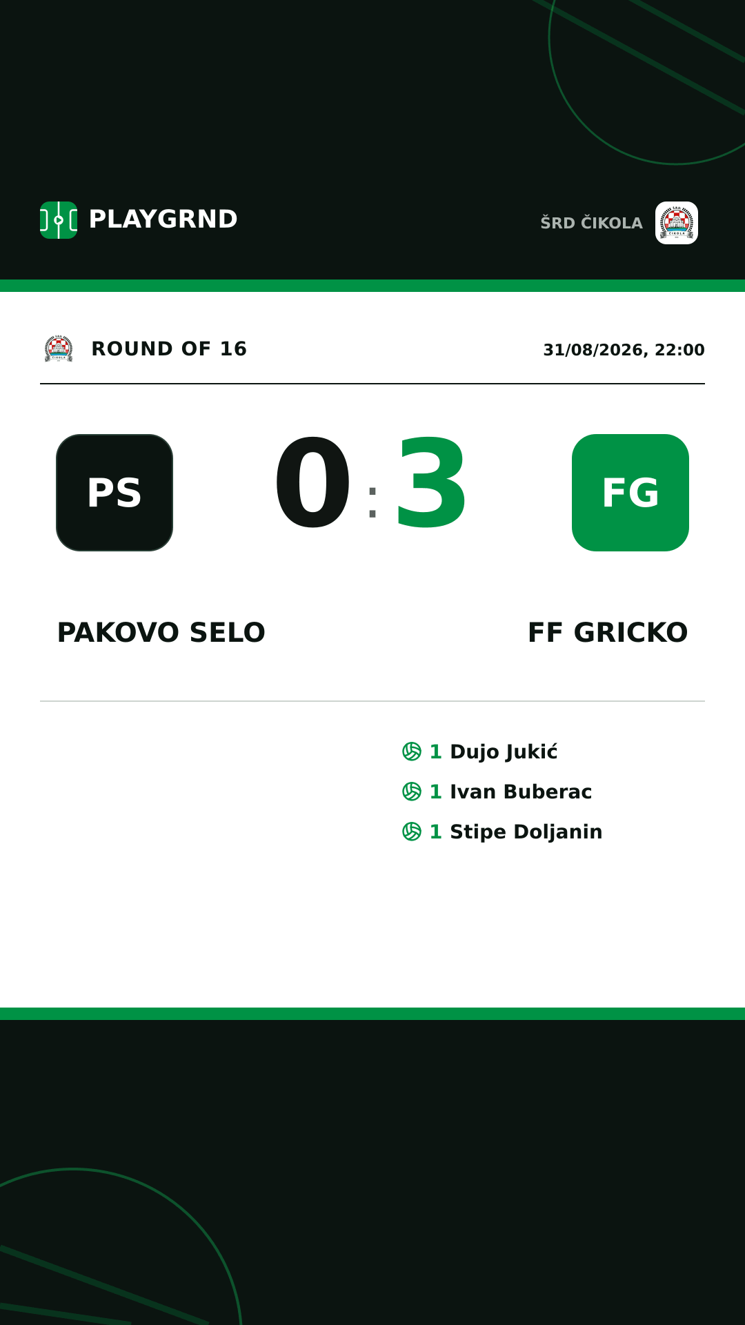 Instagram artwork: Pakovo Selo 0:3 FF Gricko