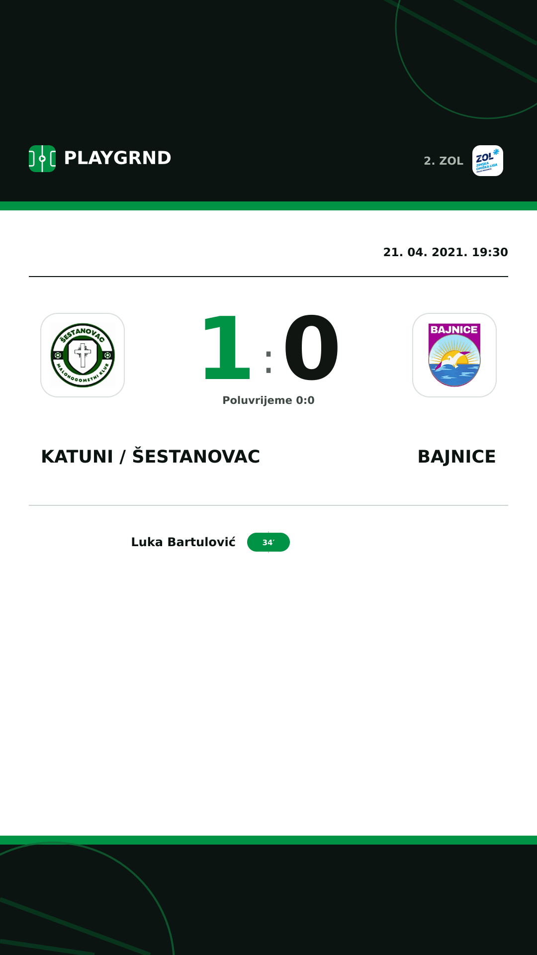 Instagram slika: Katuni / Šestanovac 1:0 Bajnice