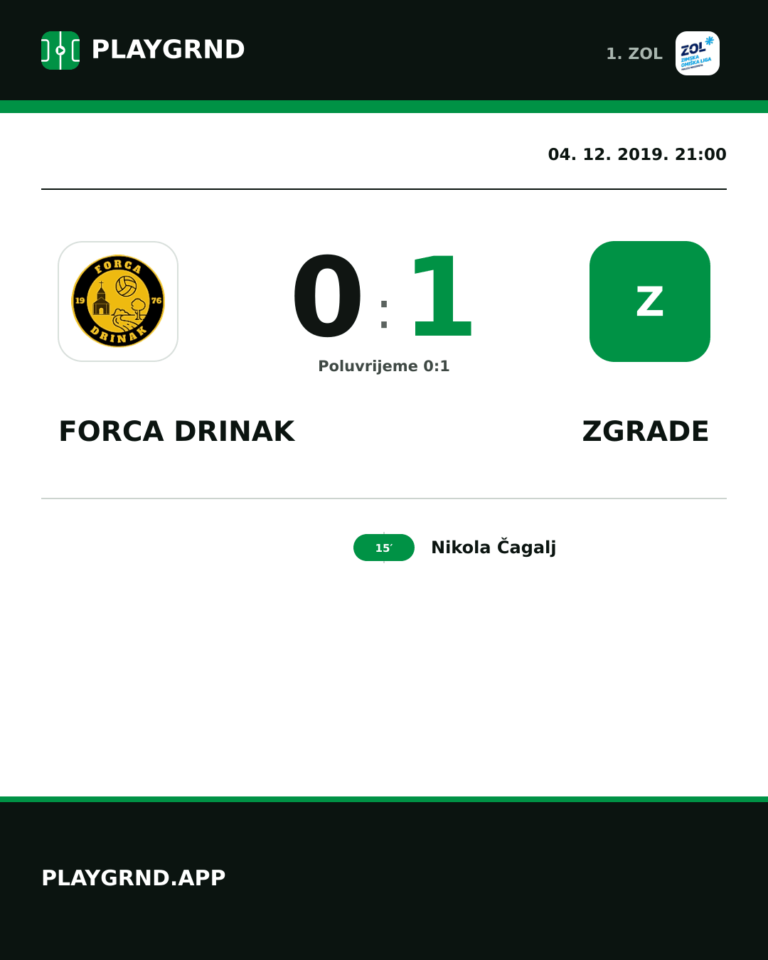 Instagram slika: Forca Drinak 0:1 Zgrade