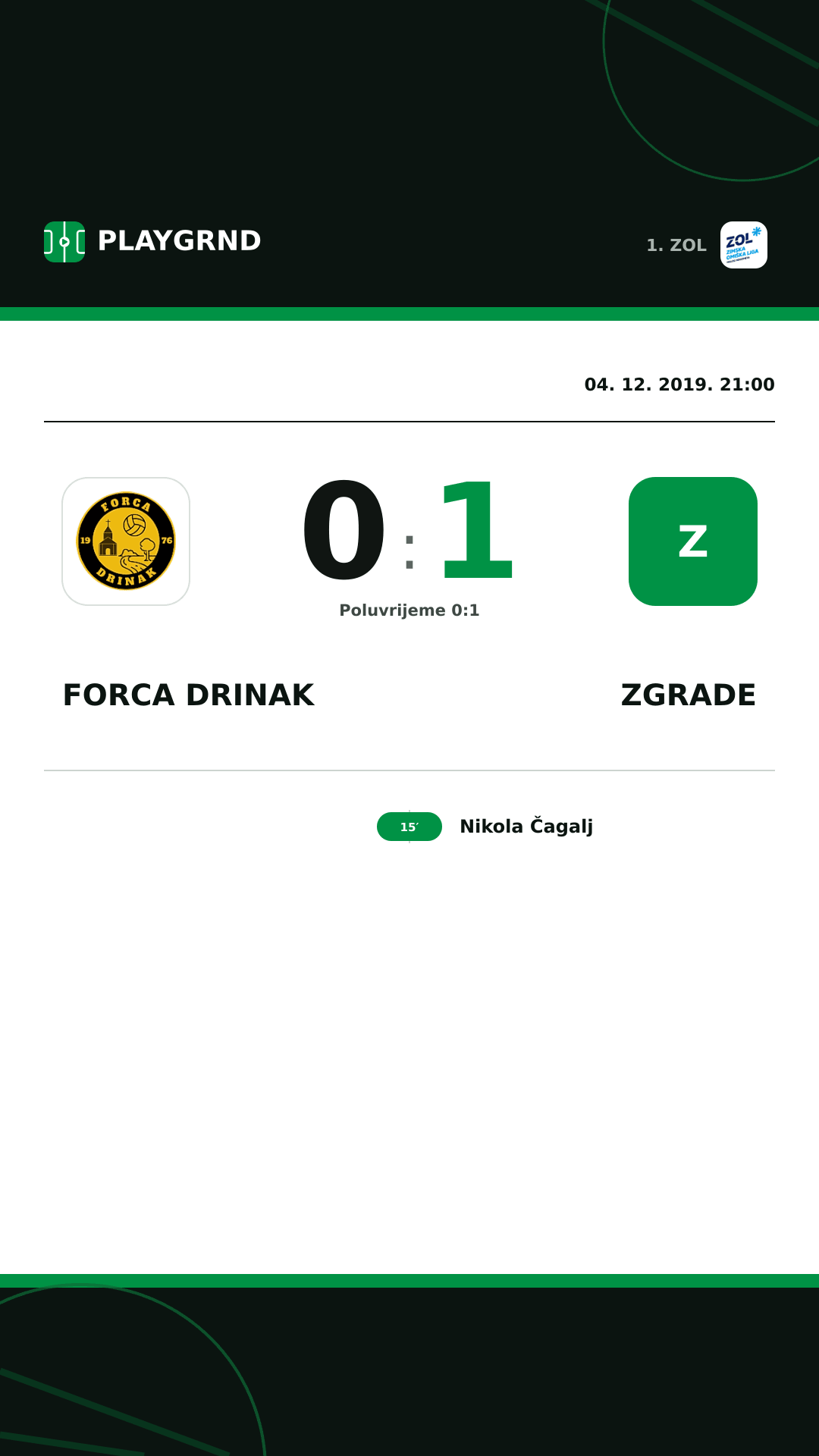Instagram slika: Forca Drinak 0:1 Zgrade